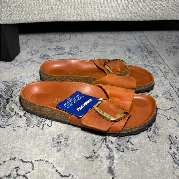 Birkenstock Madrid Big Buckle Oiled Leather Orange - Picture 2 of 7